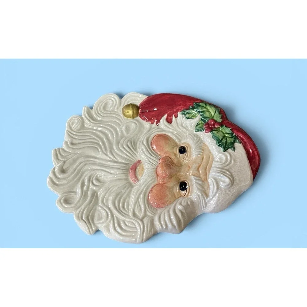 Fitz & Floyd Omnibus Santa Claus Canape Snack Desert Cookie Plate‎ Vintage Xmas